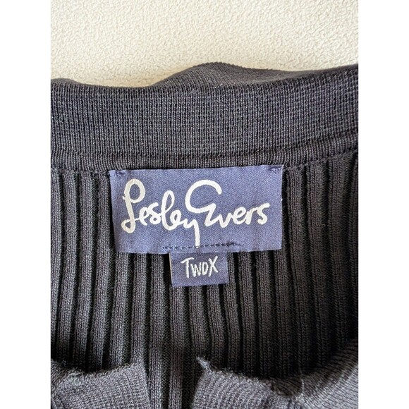 Lesley Evers Taylor Black Ribbed Knit Sweater Size 2X Top Classic City - Picture 4 of 7